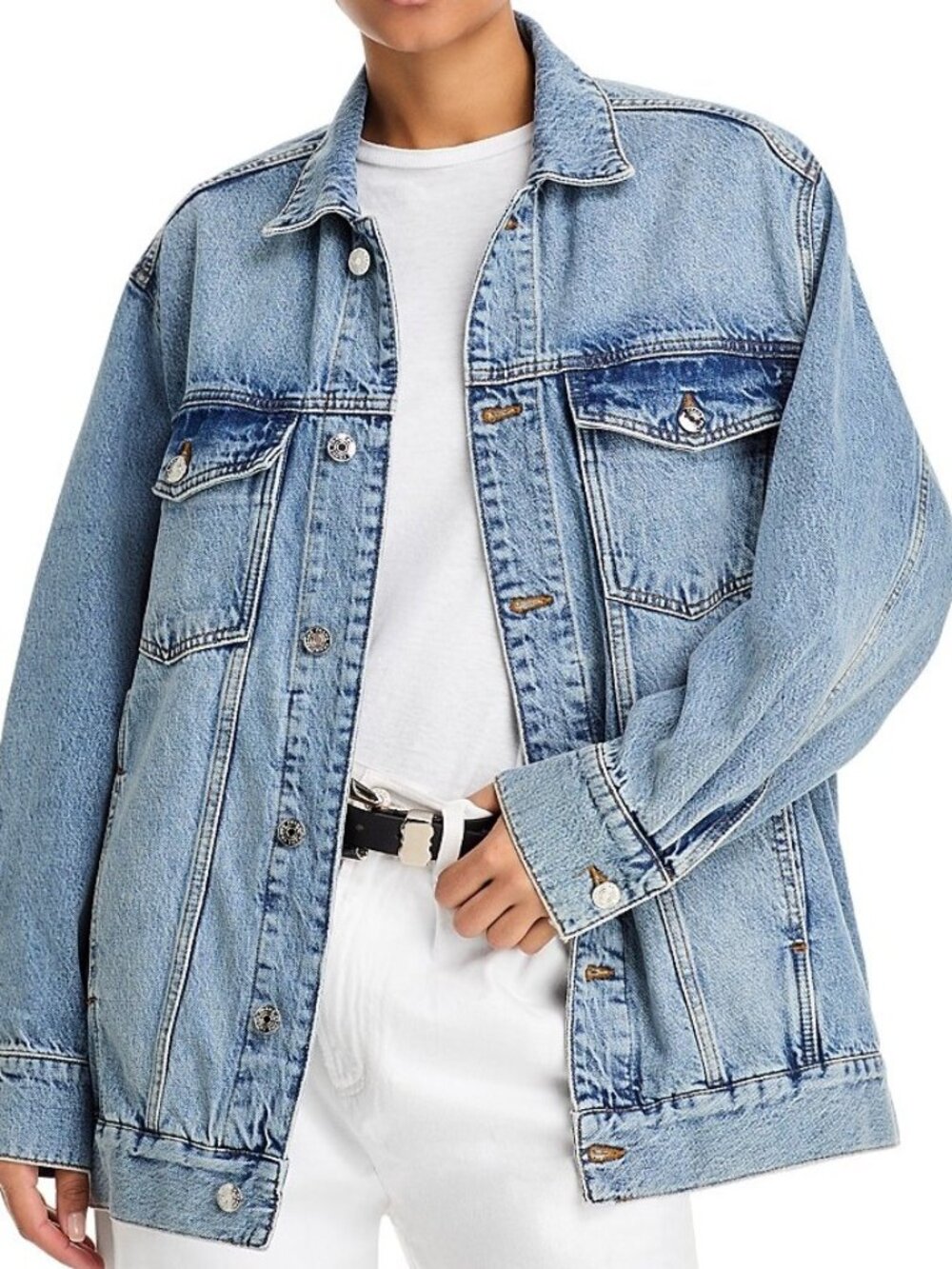 Frame Women's Size S Extended Oversized Denim Blue Jacket NEW